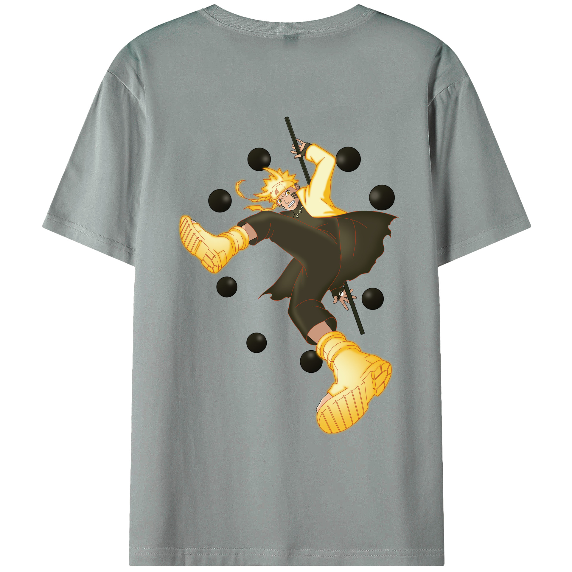 （画像用） NARUTO -ナルト- うずまき ナルト Uzumaki Naruto 綿100％ メンズ半袖Tシャツ（バックプリント） 通気性